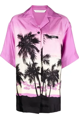 Palm Angels Oversized Silk Twill Bowling Shirt with Sunset Print