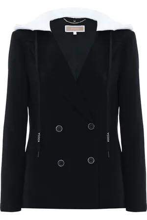 Kocca Hooded Double-Breasted Jacket with Metal Trim