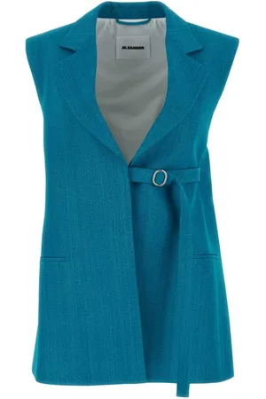 Jil Sander Vests, female, , S, Petrol Blue Viscose Blend Vest