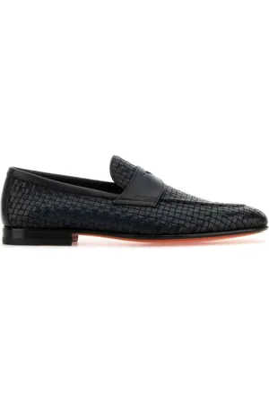 santoni Loafers, male, , 9 UK, Navy Leather Loafers