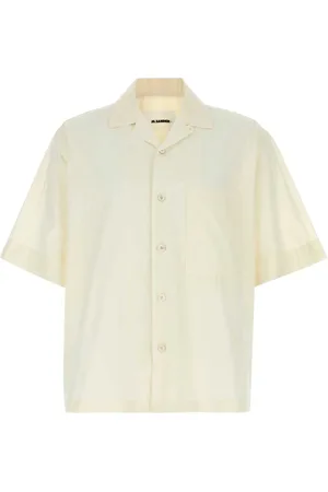 Jil Sander Short Sleeve Shirts, male, , 2XL, Ivory Poplin Shirt for Men