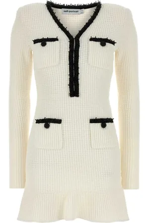 Self-Portrait Pearl Trim Knit Mini Dress