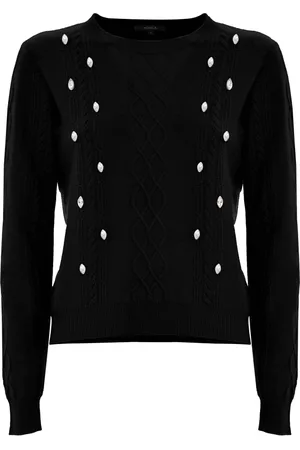 Kocca Round-neck Knitwear, female, , S, Rhinestone Cable Knit Wool Jumper
