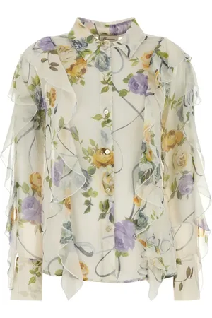 BLUMARINE Shirts, female, , S, Printed Crepon Shirt