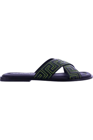 VERSACE Sliders, male, , 9 UK, Greca Sandals for Men