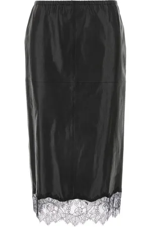 BLUMARINE Leather Skirt with Lace Detail