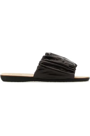 Jil Sander Elegant Dark Leather Slippers