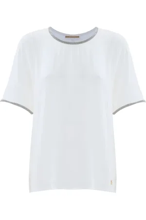 Kocca Shiny Trim Short-Sleeved Blouse