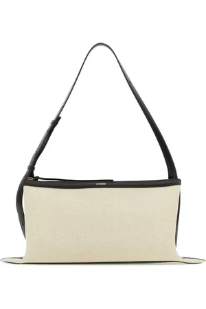 Jil Sander Shoulder Bags, female, , ONE SIZE, Two-tone canvas and leather medium Empire shoulder bag