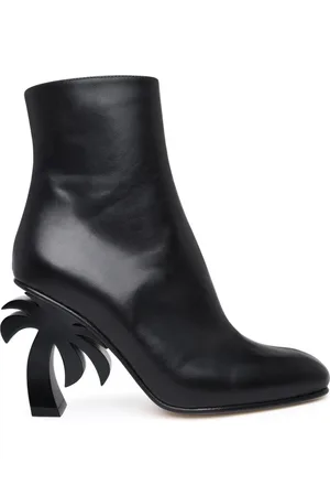 Palm Angels Leather Ankle Boots with Palm Tree Heel