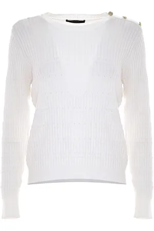 Kocca Round-neck Knitwear, female, , XL, Ribbed Knit Jumper with Decorative Buttons