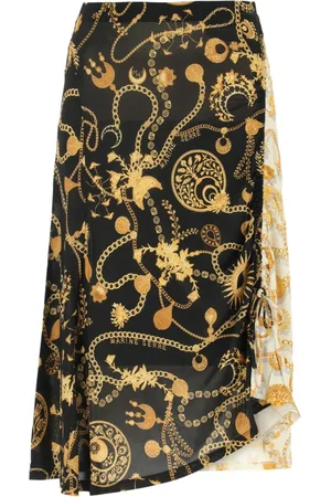 Marine Serre Ornament Moon-Printed Asymmetric Midi Skirt