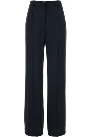 Alberta Ferretti Wide Trousers, female, , M, Navy Satin Wide-Leg Trousers