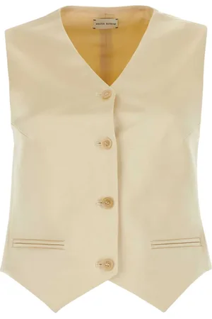 MAGDA BUTRYM Vests, female, , 2XS, Cream Cotton Blend Vest for Women