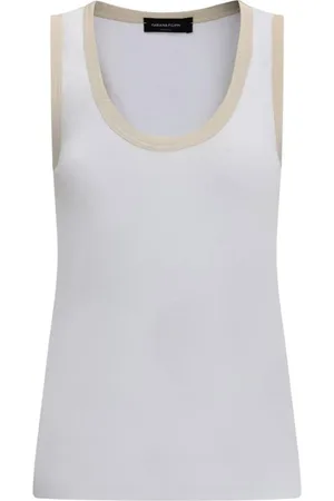 Fabiana Filippi Sleeveless Tops, female, , XS, Ribbed Cotton Top with Contrasting Details