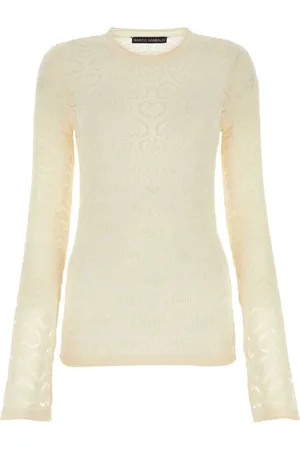 Marco Rambaldi Round-neck Knitwear, female, , S, Elegant Ivory Lace Top