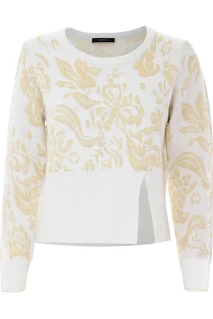 Kocca Round-neck Knitwear, female, , S, Abstract Patterned Jumper with Side Slit