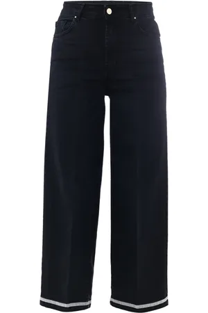Kocca Cropped Trousers, female, , W34, Shiny Detail Wide-Leg Jeans