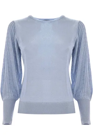 Kocca Round-neck Knitwear, female, , S, Bishop Sleeve Cable Knit Jumper