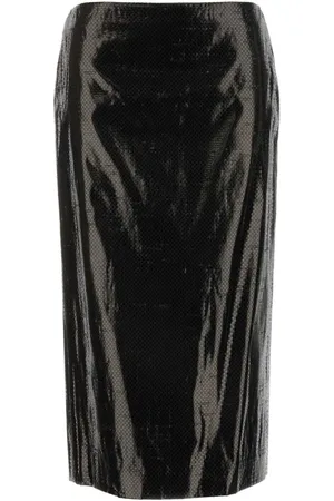 Alexander McQueen Midi Skirts, female, , S, Stylish Canvas Skirt