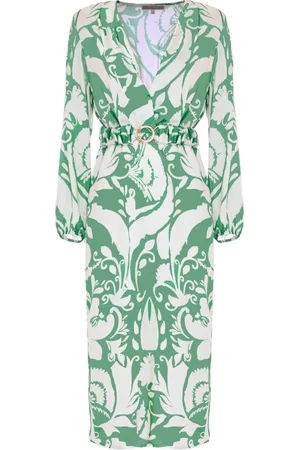 Kocca Midi Dresses, female, , XS, Patterned V-Neck Dress with Elasticated Belt