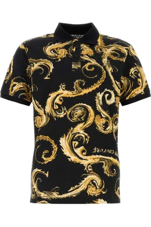 VERSACE Polo Shirts, male, , 2XL, Printed Piquet Polo Shirt