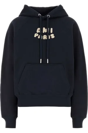 Ami Hoodies, female, , XL, Navy Cotton Sweatshirt