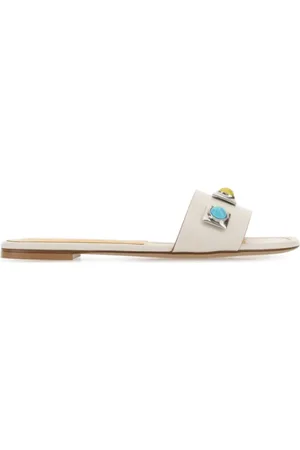 Etro Sliders, female, , 3 UK, Chalk Leather Slippers