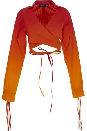 ANDREA ADAMO Cardigans, female, , S, Cotton Criss Cross Cardigan With Ribbed Detail