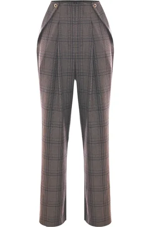 Kocca Wide Trousers, female, , XL, Tartan Pattern Trousers