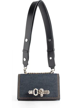 Alexander McQueen Shoulder Bags, female, , ONE SIZE, Denim Biker Mini Jewelled Satchel