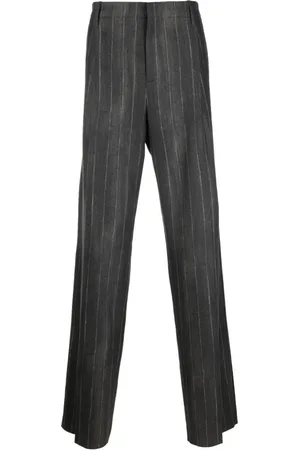 VERSACE Straight Trousers, male, , L, Printed wool Trousers