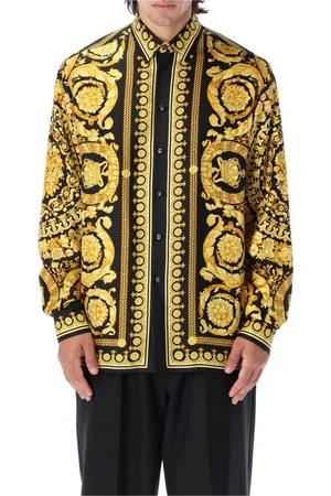 VERSACE Black Barocco Gold Shirts and Polos