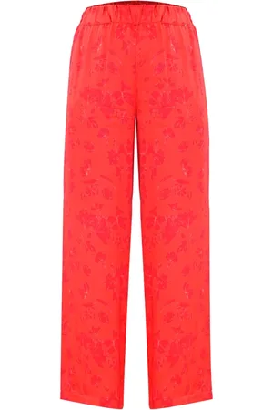 Kocca Wide Trousers, female, , S, Floral Wide-Leg Trousers Elastic Waistband