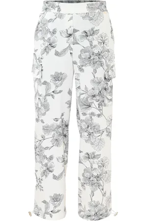 Kocca Straight Trousers, female, , 2XL, Floral Cargo Trousers with Drawstring Cuffs