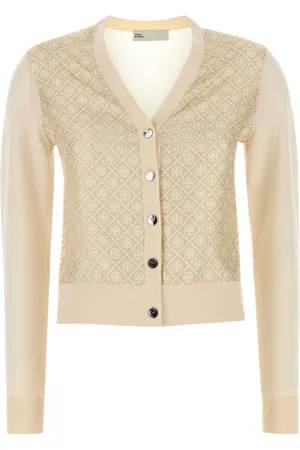 Tory Burch Cardigans, female, , S, Ivory Wool Cardigan Knitwear