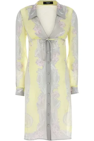 VERSACE Shirt Dresses, female, , XS, Printed Crepe Shirt Dress Scarfs Foulards