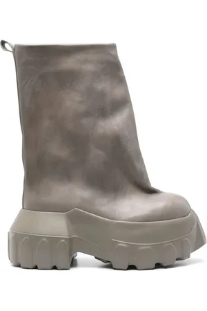 Rick Owens Ankle Boots, male, , 7 UK, Taupe Grey Round Toe Shoes