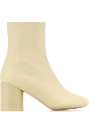 Maison Margiela Heeled Boots, female, , 4 UK, Cream Leather Ankle Boots 7cm Heel