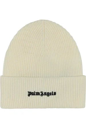 Palm Angels Beanies, male, , ONE SIZE, Ivory Cotton Beanie Hat