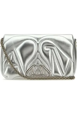 Alexander McQueen Shoulder Bags, female, , ONE SIZE, Silver Leather Seal Shoulder Bag
