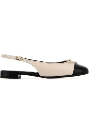 Tory Burch Ballerinas, female, , 4 UK, Cap-Toe Ivory Leather Trainers
