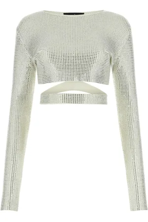 ANDREA ADAMO Long Sleeve Tops, female, , M, Embellished Viscose Blend Top