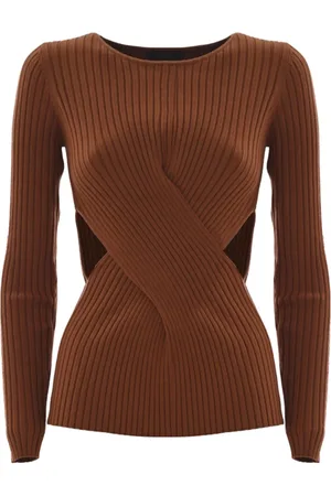 Kocca Round-neck Knitwear, female, , XS, Ribbed Cable Knit Jumper Wrap Front