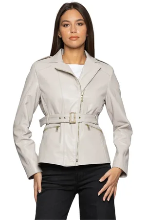 Kocca Leather Jackets, female, , S, Stylish Leather Jacket with Belt