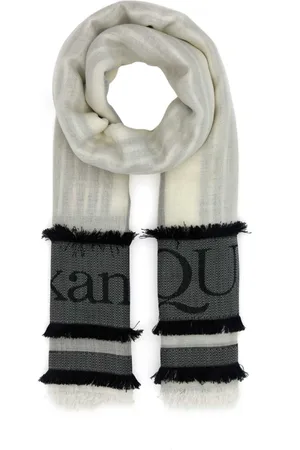 Alexander McQueen Winter Scarves, female, , ONE SIZE, Ivory Wool Blend Foulard Scarf