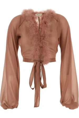 BLUMARINE Blouses, female, , 2XS, Feather Blouse in Maglie Style
