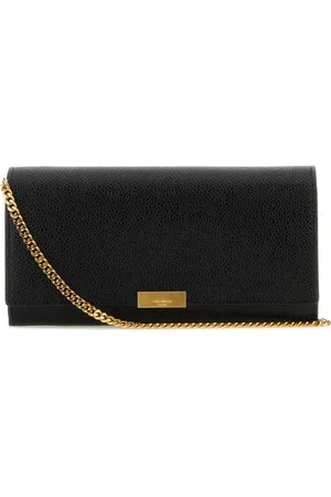 Thom Browne Cross Body Bags, female, , ONE SIZE, Logo Plaque Foldover Top Clutch Bag