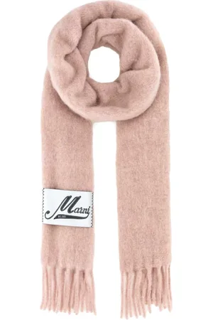 Marni Winter Scarves, male, , ONE SIZE, Logo Patch Fringed Scarf