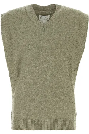 Maison Margiela Sleeveless Knitwear, male, , L, Sage Wool Blend Vest